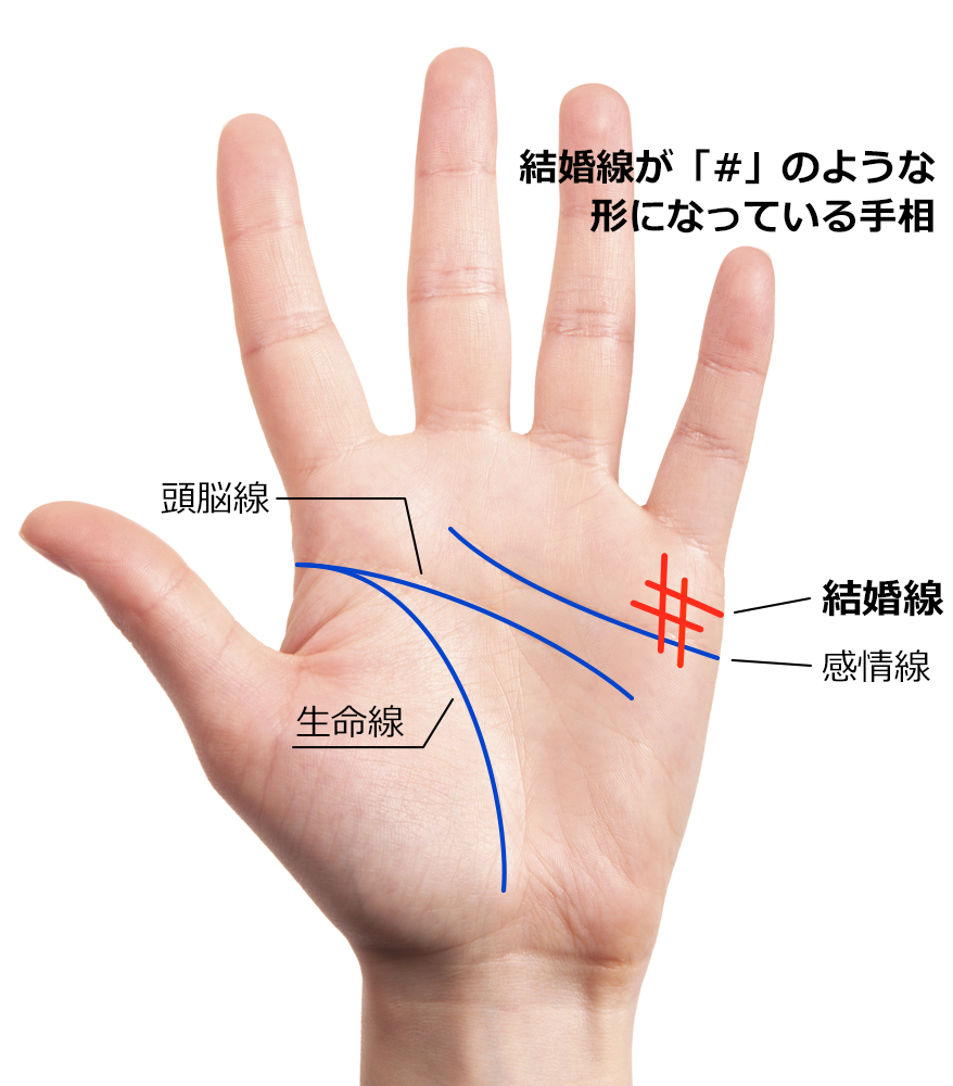 結婚線が「#」のような形になっている相