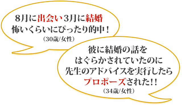 8月に出会い3月に結婚。怖いくらいにぴったり的中！彼に結婚の話をはぐらかされていたのに、先生のアドバイスを実行したら、プロポーズされた！