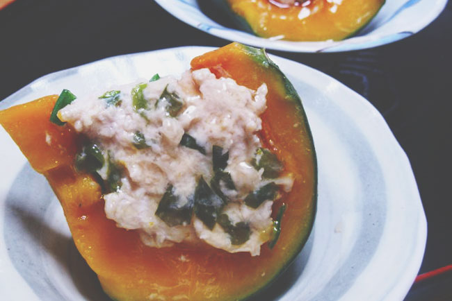 【ムーンダイエット】4月の満月和食は低カロリー＆食物繊維豊富なく『かぼちゃの肉詰め蒸し』